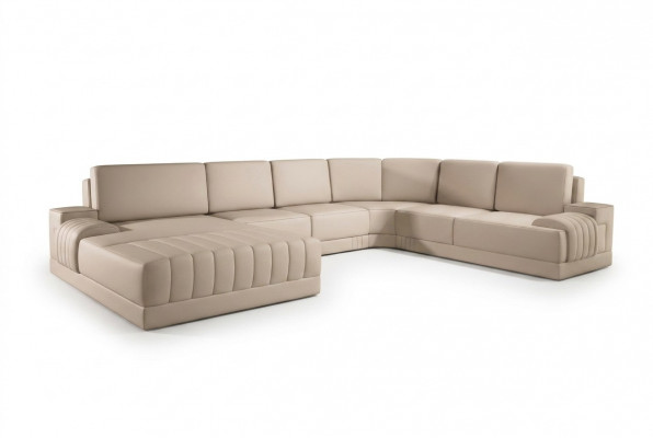 Designer Polster Ledersofa Couch U-Form Modern Wunnlandschaft U-Form