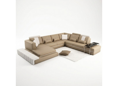 XXL Design Polster Garnitur Ledersofa Canapé U-Form Modern Sofa