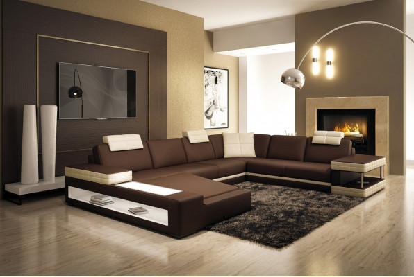 Grousst XXL Lieder Sofa Couch Sëtz Polster U Form Garnitur Sofas Lieder