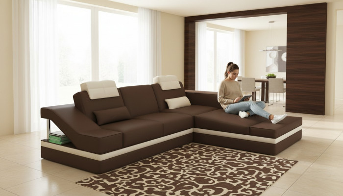 Modern Liederdivan Verbanddivan L-Form Kanapé Këssen Sëtz Ecke Sofa Couchen