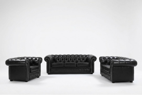 Chesterfield Sofa Canapé Polster Sëtz Komplett Set Garnitur Lieder Sofas Nei