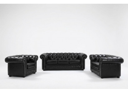 Chesterfield Sofa Canapé Polster Sëtz Komplett Set Garnitur Lieder Sofas Nei