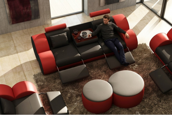 3-Sëtzer Multifunktioun Sofa Designer Lieder Couch Polster Garnitur Sofas