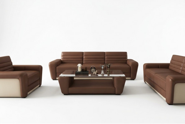 Ledercouch Couch Canapé Polstersëtz Couchen 3+2+1 Komplett Set Modern