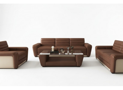 Ledercouch Couch Canapé Polstersëtz Couchen 3+2+1 Komplett Set Modern