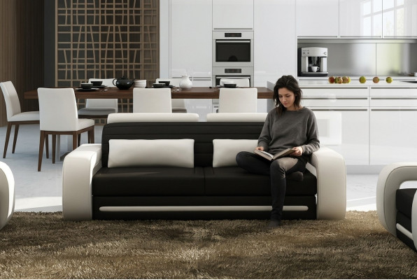 Ledercouch Couchen Sofas Couchen 3 Sëtzer Design Modern Sofa 3-Sëtzer Davos