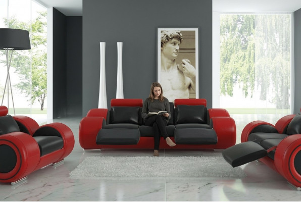 Ledercouch Couch Wunnlandschaft 3 Sëtzer Design Modern Sofa 3SëtzerBerlin