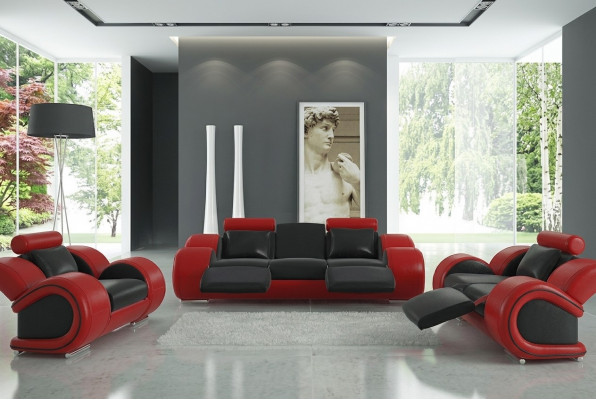 Ledercouch Couch Wunnlandschaft 3 Sëtzer Design Modern Sofa 3SëtzerBerlin