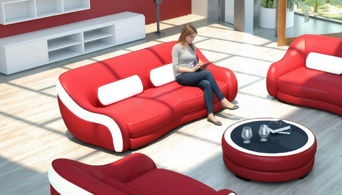 3-sëtzer (ouni 2+1) Sofa Canapé Polster Canapéen Sofae Lieder Sitz Design