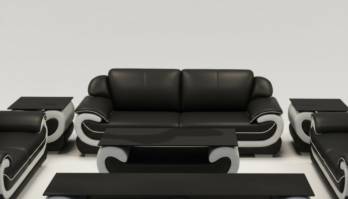 Ledercouch Canapé Wunnlandschaft 3 Sëtz Design Modern Canapéen