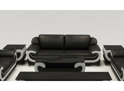 Ledercouch Canapé Wunnlandschaft 3 Sëtz Design Modern Canapéen