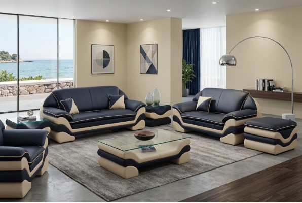 Ledercouch Couch Wunnlandschaft 3+2 Sëtz Design Sofa Klassesch Garnitur
