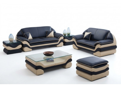 Ledercouch Couch Wunnlandschaft 3+2 Sëtz Design Sofa Klassesch Garnitur