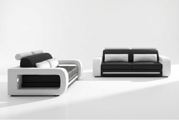 Ledercouch Couch Wunnlandschaft 3+2 Sëtzer Design Modern Sofa Sofagarnitur