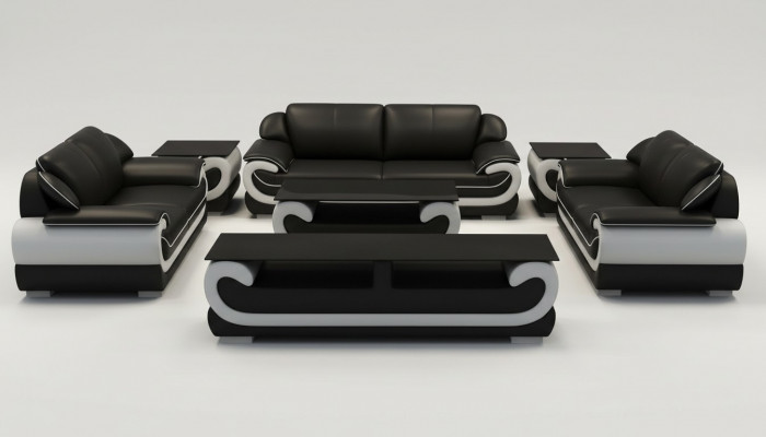 Ledercouch Canapé Wunnlandschaft 3+2 Sëtzer Design Modern Sofa 0615
