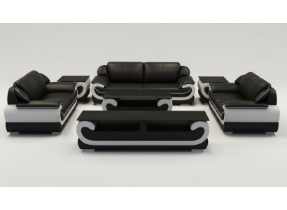 Ledercouch Canapé Wunnlandschaft 3+2 Sëtzer Design Modern Sofa 0615