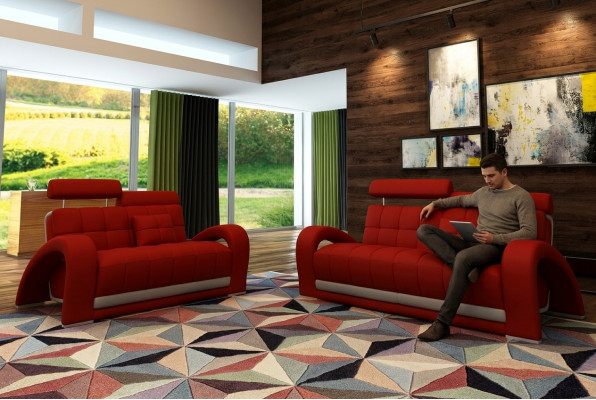 Ledercouch Wohnlandschaft 3+2 Sëtzer Design Modern Canapé 2232