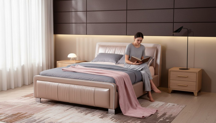 Designer-Doppelbett Bett Schlofkummer Lieder Hotel Luxus Polsterung