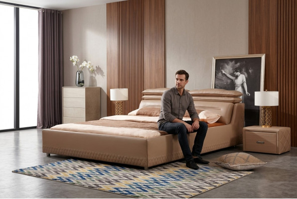 Modern Design Bett XXL Luxus Hotel Better Stil Duebel Lieder 140 160