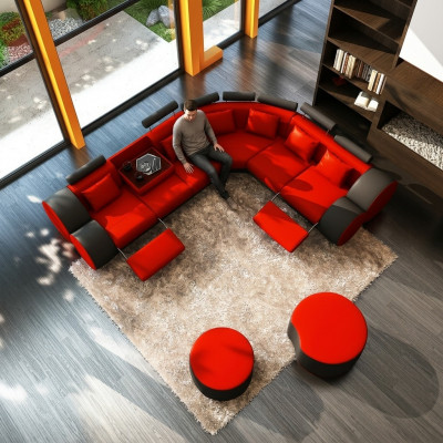 XXL Multifunktionell Liederkanapé Canapé Grouss Sofa Këssen Eckkanapé Dekor Modern