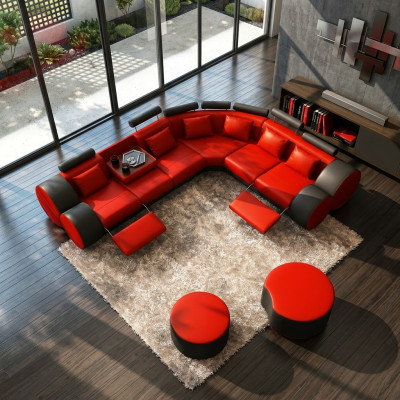 XXL Multifunktionell Liederkanapé Canapé Grouss Sofa Këssen Eckkanapé Dekor Modern