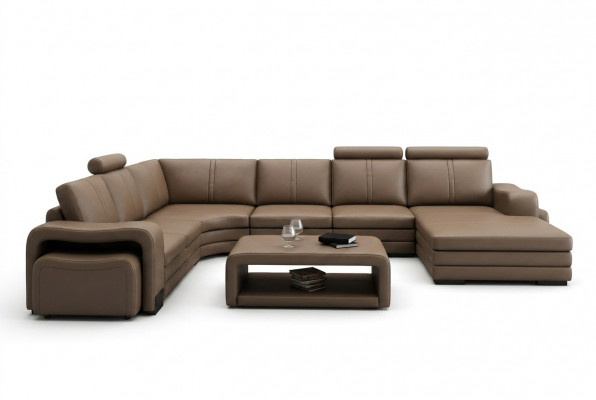 XXL Multifunktionell Liederzofa Couch Grousst Sofa Polster Dekor Ecksofa Modern