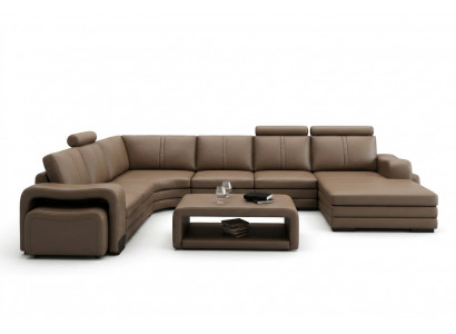 XXL Multifunktionell Liederzofa Couch Grousst Sofa Polster Dekor Ecksofa Modern