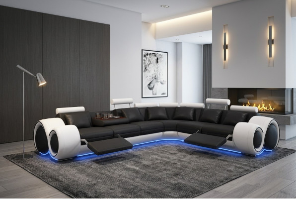 Multifunktionscouch Sofa Polstersofa Ecksouchë Ledersofaen Eck XXL
