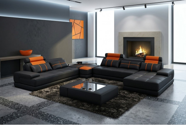 XXL Designer Wunnlandschaft Polster Eckcanapé EckGarnitur Canapé Couch
