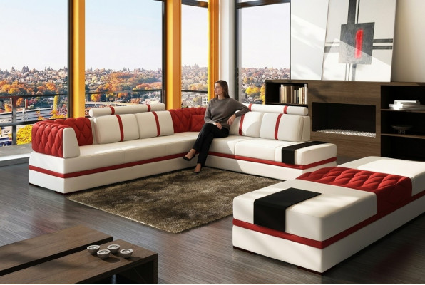 L Form XXL Designer Wunnlandschaft Polster Ecksofa Eck Garnitur Sofa Canapé Eck