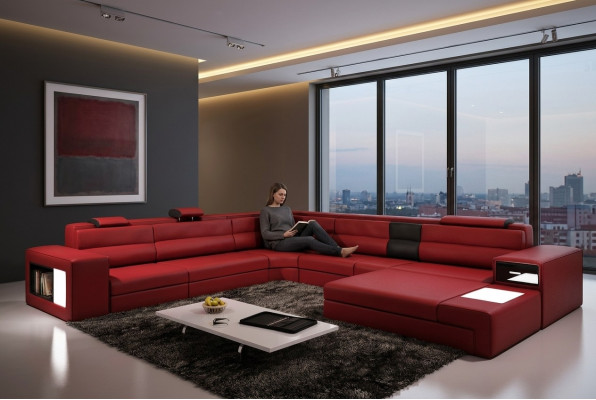 U Form XXL Designer Wunnlandschaf Polster Ecksofa Eck Garnitur Sofa