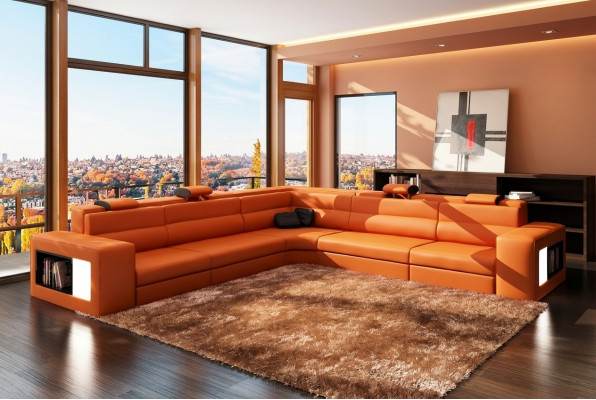 Design XXL Grouss Ecken Polster Eck Sofa Couch Lieder Sofas Garnitur L Form