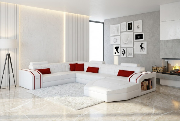 Design-Ecken Grouss Polster Eck-Sofa Canapé XXL Lieder-Sofas Garnitur