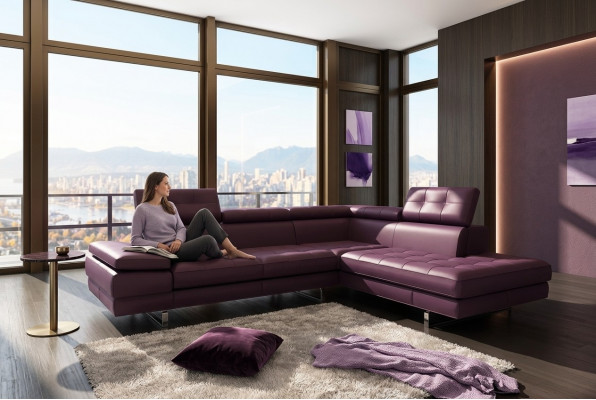 Ledersofa Couch Wunnlandschaft L-Form Design Modern Sofa 5057