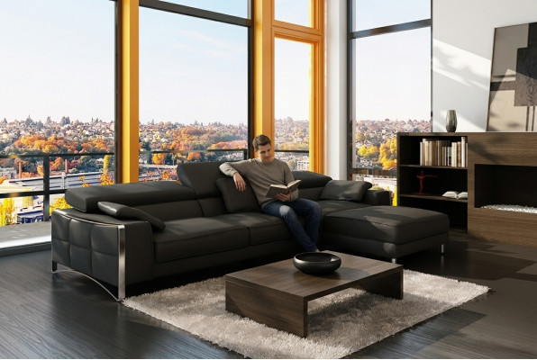 Design Ecken XXL Grouss Polster Eck Canapé Canapé Leder Canapéen Garnitur