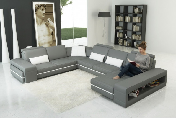 Liedercouch Couch Wunnlandschaft U-Form Design Modern Sofa Eck Dekor Sofas
