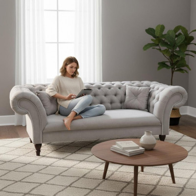 Design Sofa Chesterfield gepolstert Couch Grouss XXL 235cm Sofas Couchette