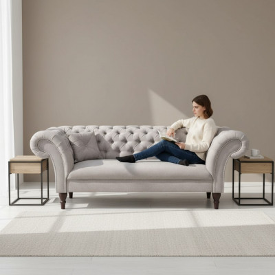 Chesterfield Design Couch Polster Lieder Textil Sofa Sofas Couchen 3er Sëtz Neien