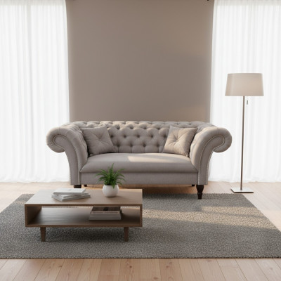 Chesterfield Design Sofa Couch 2-Sëtzer Polstersofa Couch 2er Garnitur Nei