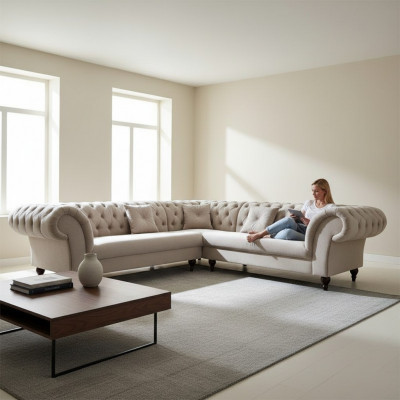 Chesterfield Canapé Eck Preston Canapé Canapé Wunnlandschaft Ecksofa Eck Design Nei