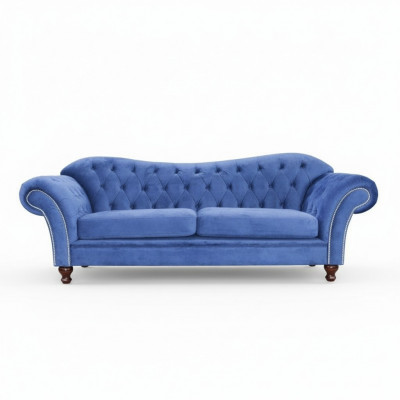 Chesterfield Sofa SHEFFIELD 3 Sëtzer mat Bettfunktioun Couch Sofas Couchen Nei