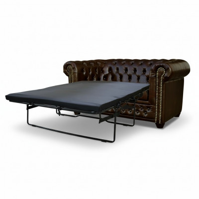 Chesterfield Sofa York 2-Sëtzer mat Betfunktion Couch Polstersofa Couchen Neist.