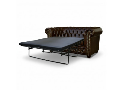 Chesterfield Sofa York 2-Sëtzer mat Betfunktion Couch Polstersofa Couchen Neist.