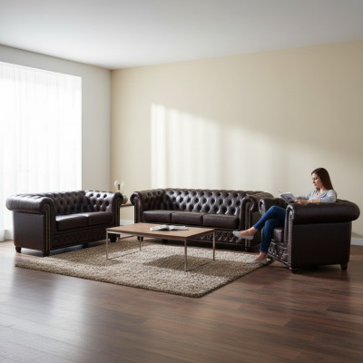 Chesterfield Lieder-Sofa, Sofa Garnitur, Sofa, Couch, Polster Sëtz, Sofasen Garnituren, Nei