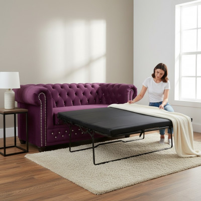 Chesterfield York Blink mat Schloffunktion Textil Couch Polstersofa Sofaen Nei