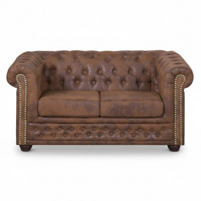 Chesterfield York Gobi 2-Sëtz Lieder Canapé Polster Sofas Couchen Nei