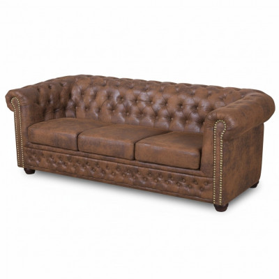 Chesterfield York Gobi 3-Sëtz Lieder Canapé Polstersofas Couchen Neien
