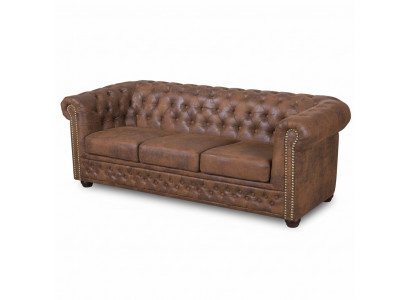 Chesterfield York Gobi 3-Sëtz Lieder Canapé Polstersofas Couchen Neien