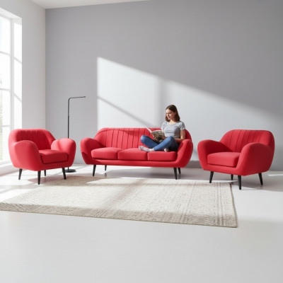 Sofagarnitur 3+2+1 Couch Polstersofas Couchen Wunnzëmmer Design Chesterfield