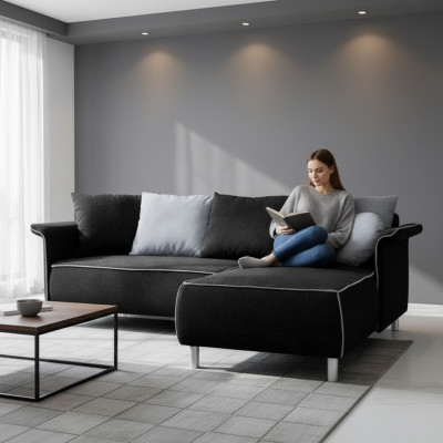 Design Ecksofa Sofa Bettfunktioun Couch Polster Sëtz Eck Sofas Schlofschof Bett